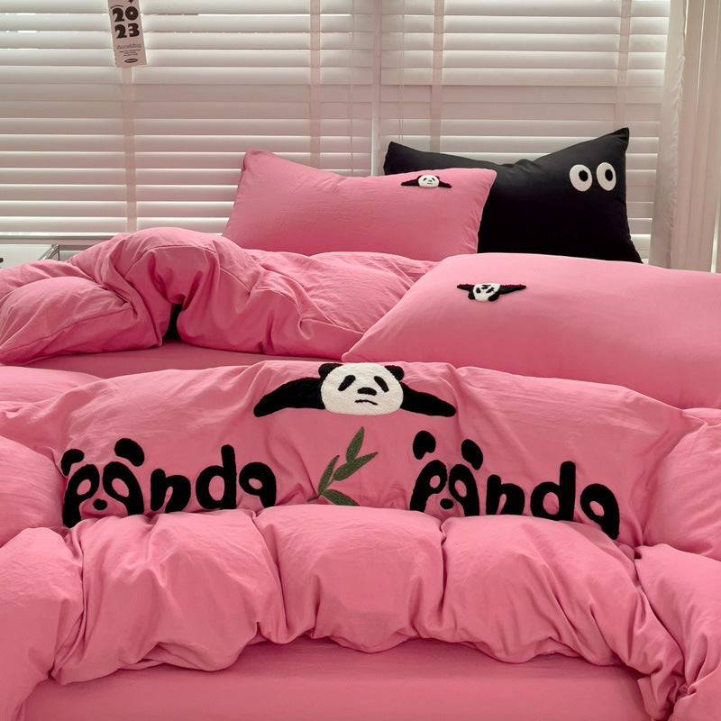 Whimsical panda print bedding set