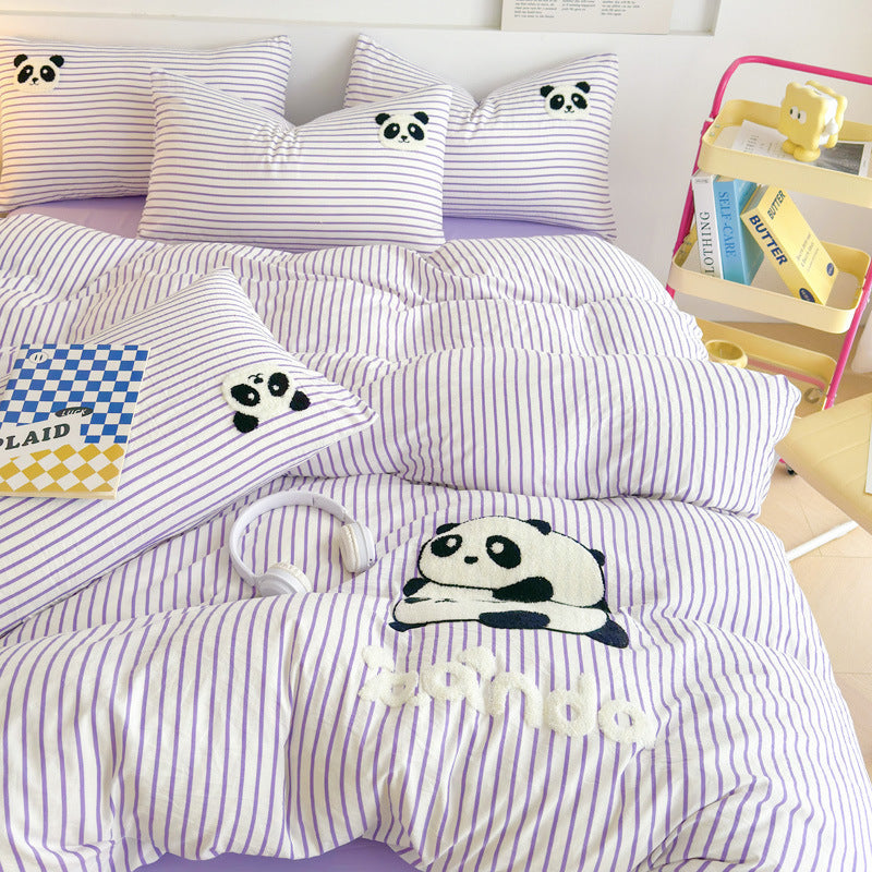 Playful bedding set with panda patterns