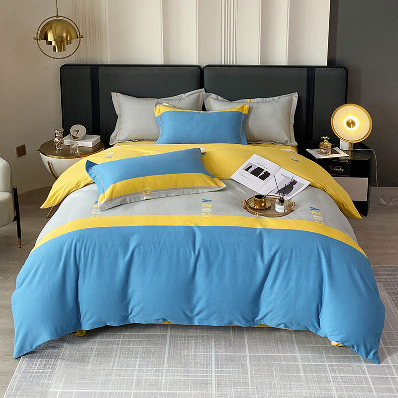 Patterned bedding set offering modern style and allergen resistance