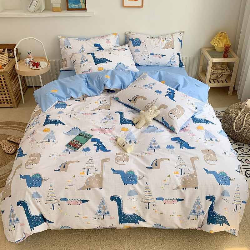 Fun blue dinosaur bedding set with a playful prehistoric theme