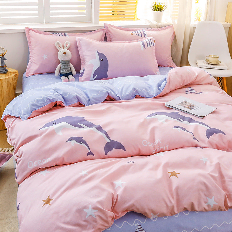 Adorable pink dolphin bedding set with ocean-inspired design