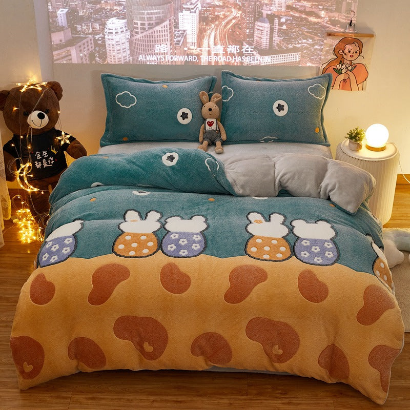 Soft plush bedding with adorable bunny and cloud design