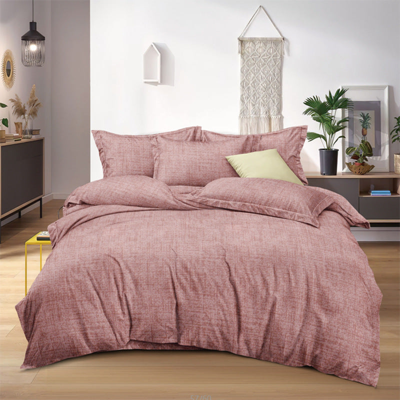 Elegant bedding set with a soft pink textured fabric