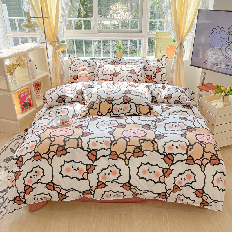 Cozy white bedding with an adorable fluffy sheep pattern