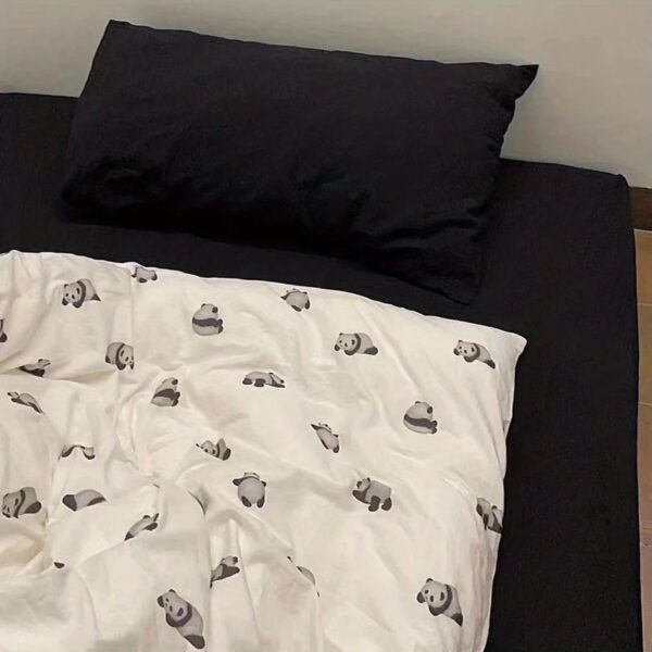 Black and white bedding set with a cute panda print